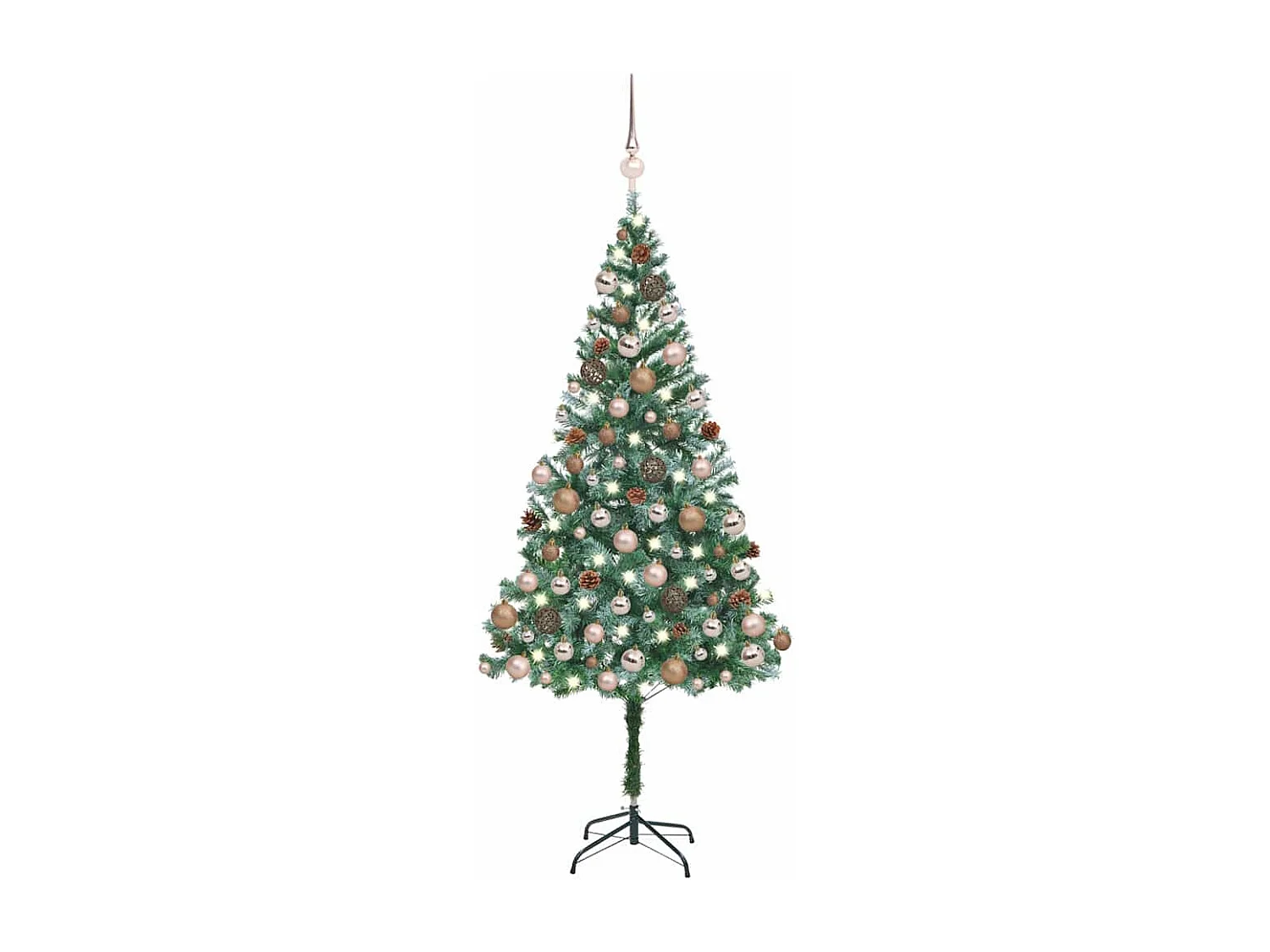 Albero di Natale artificiale preilluminato con pigne e palline 180 cm