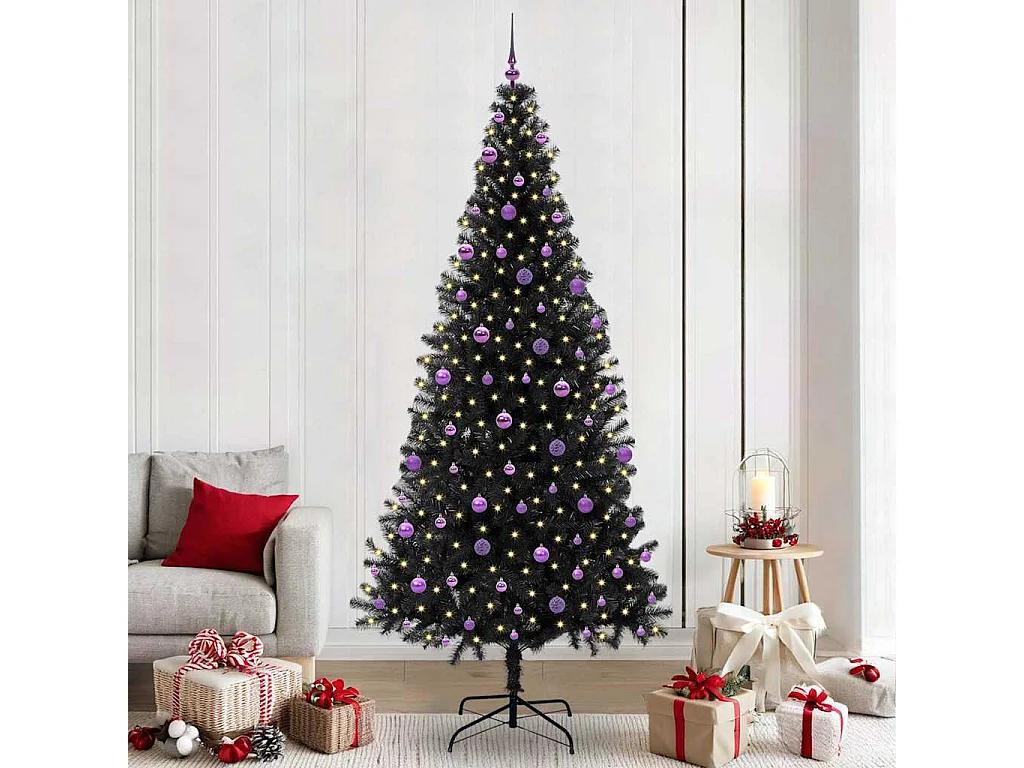 Albero di Natale con 300 LED con supporto Nero 240 cm PVC