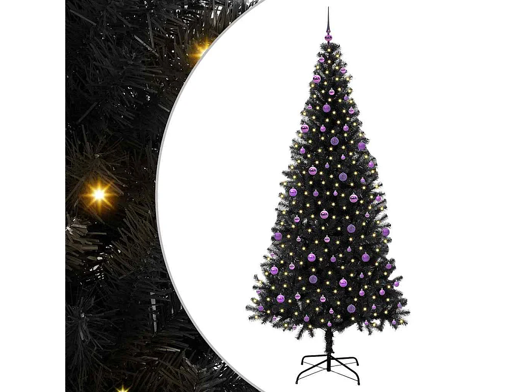 Albero di Natale con 300 LED con supporto Nero 240 cm PVC