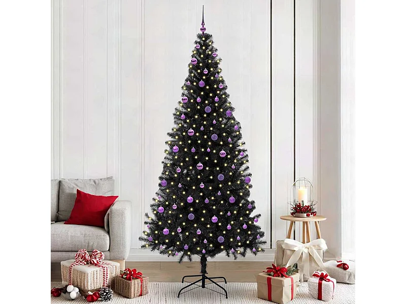 Albero di Natale con 300 LED con supporto Nero 240 cm PVC