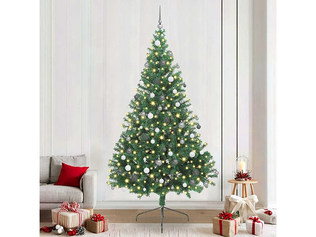 Albero di Natale artificiale preilluminato verde 240 cm in PVC