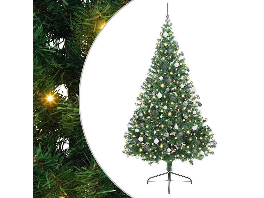 Albero di Natale artificiale preilluminato verde 240 cm in PVC