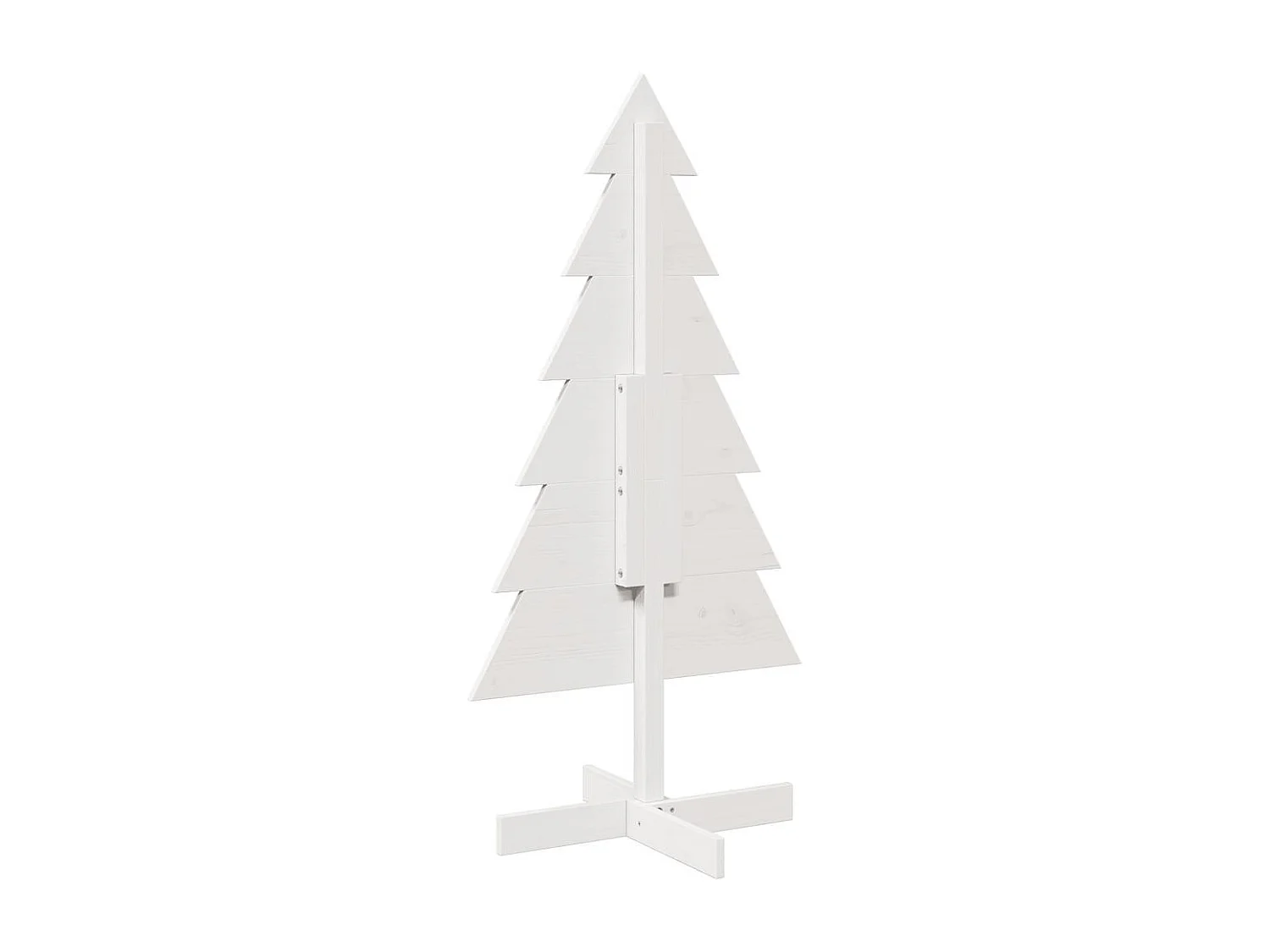 Albero di Natale in legno per decorazione bianco 120 cm pino massiccio