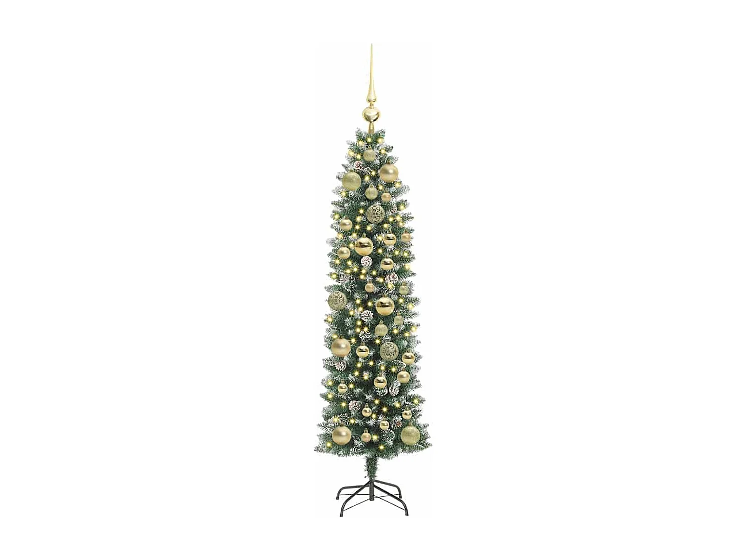 Albero di Natale artificiale sottile con 150 LED Verde e bianco 120 cm