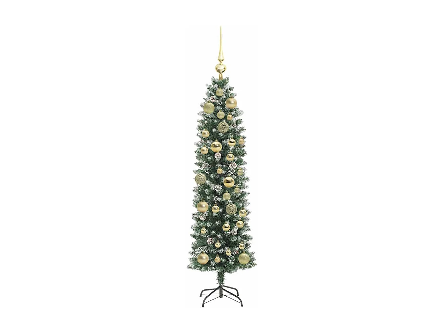 Albero di Natale artificiale sottile con 150 LED Verde e bianco 120 cm