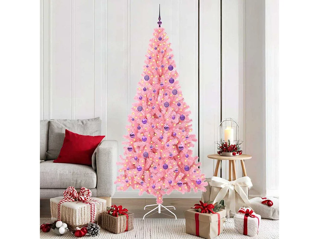 Kerstboom met 300 LED's met standaard Roze 180 cm PVC