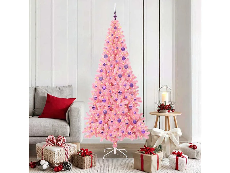 Kerstboom met 300 LED's met standaard Roze 180 cm PVC