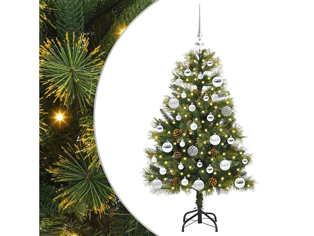 Albero di Natale artificiale con rami flessibili e pigne 150 cm