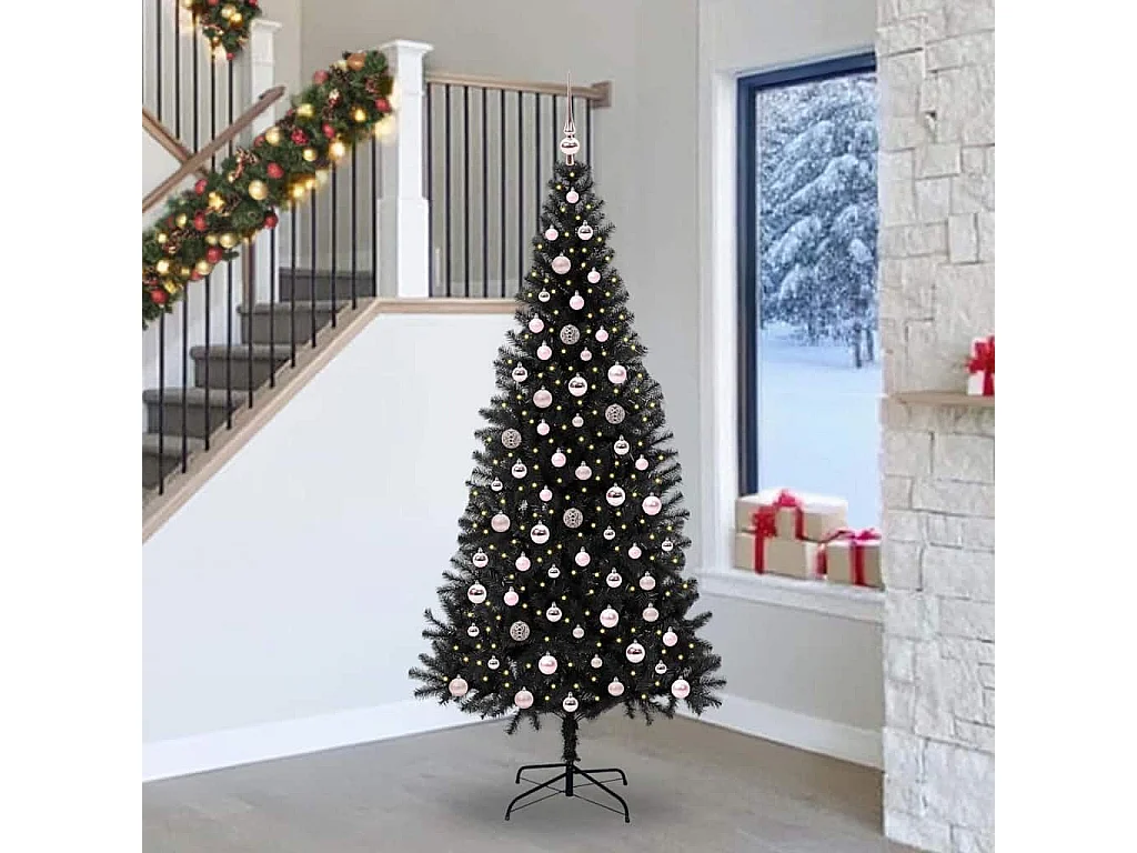 Albero di Natale con 300 LED con supporto Nero 240 cm PVC