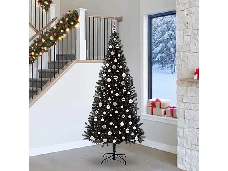 Albero di Natale con 300 LED con supporto Nero 240 cm PVC