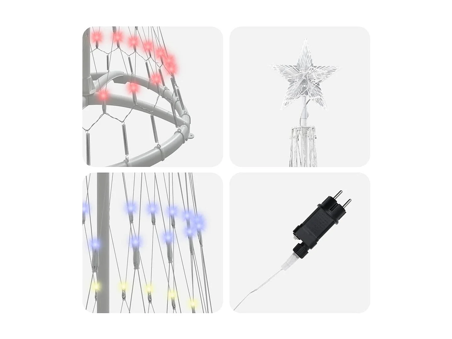 Arbre de Noël LED Multicolore 51 x 51 x 190 cm Métal