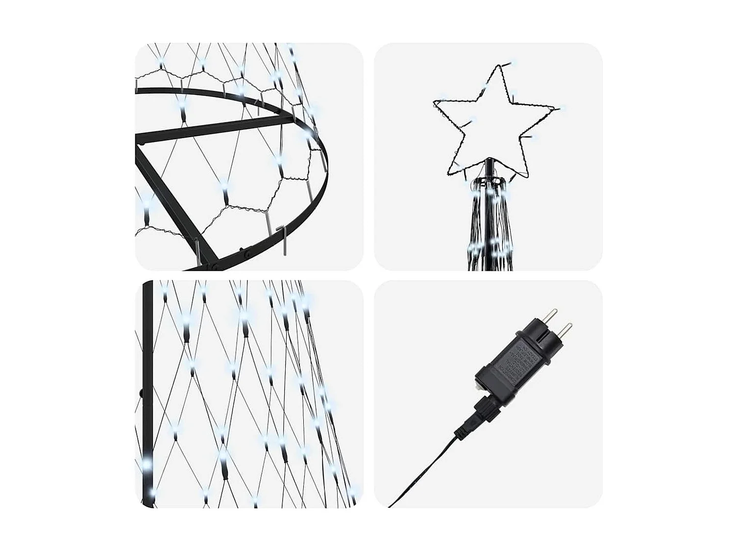 LED Weihnachtsbaum Kaltweiß 100 x 100 x 250 cm Metall