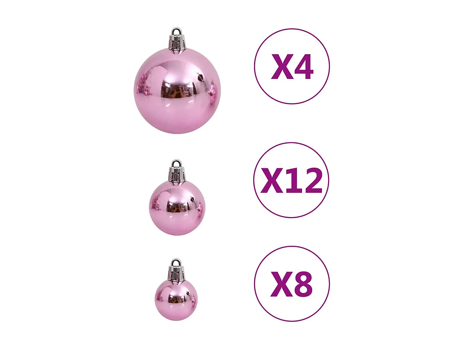 Ensemble de boules de Noël 111 pièces rose polystyrène