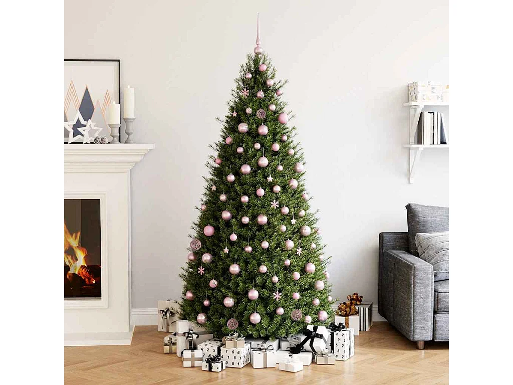 Ensemble de boules de Noël 111 pièces rose polystyrène