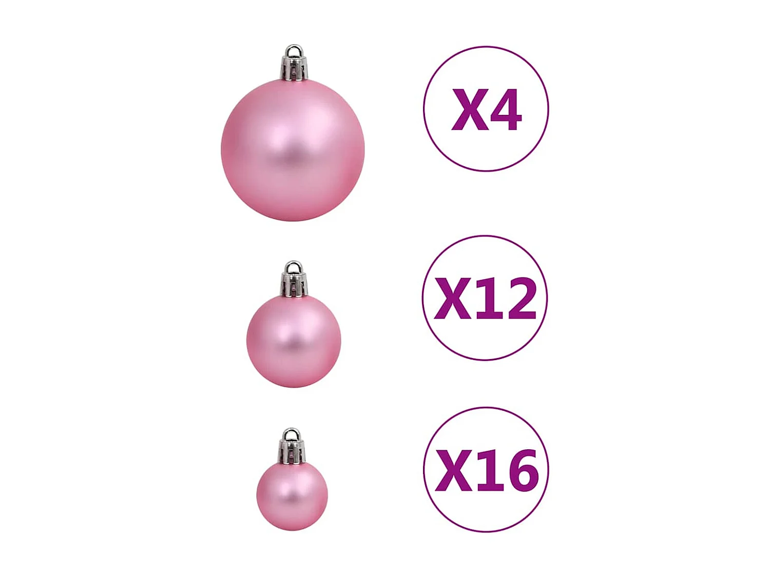 Ensemble de boules de Noël 111 pièces rose polystyrène