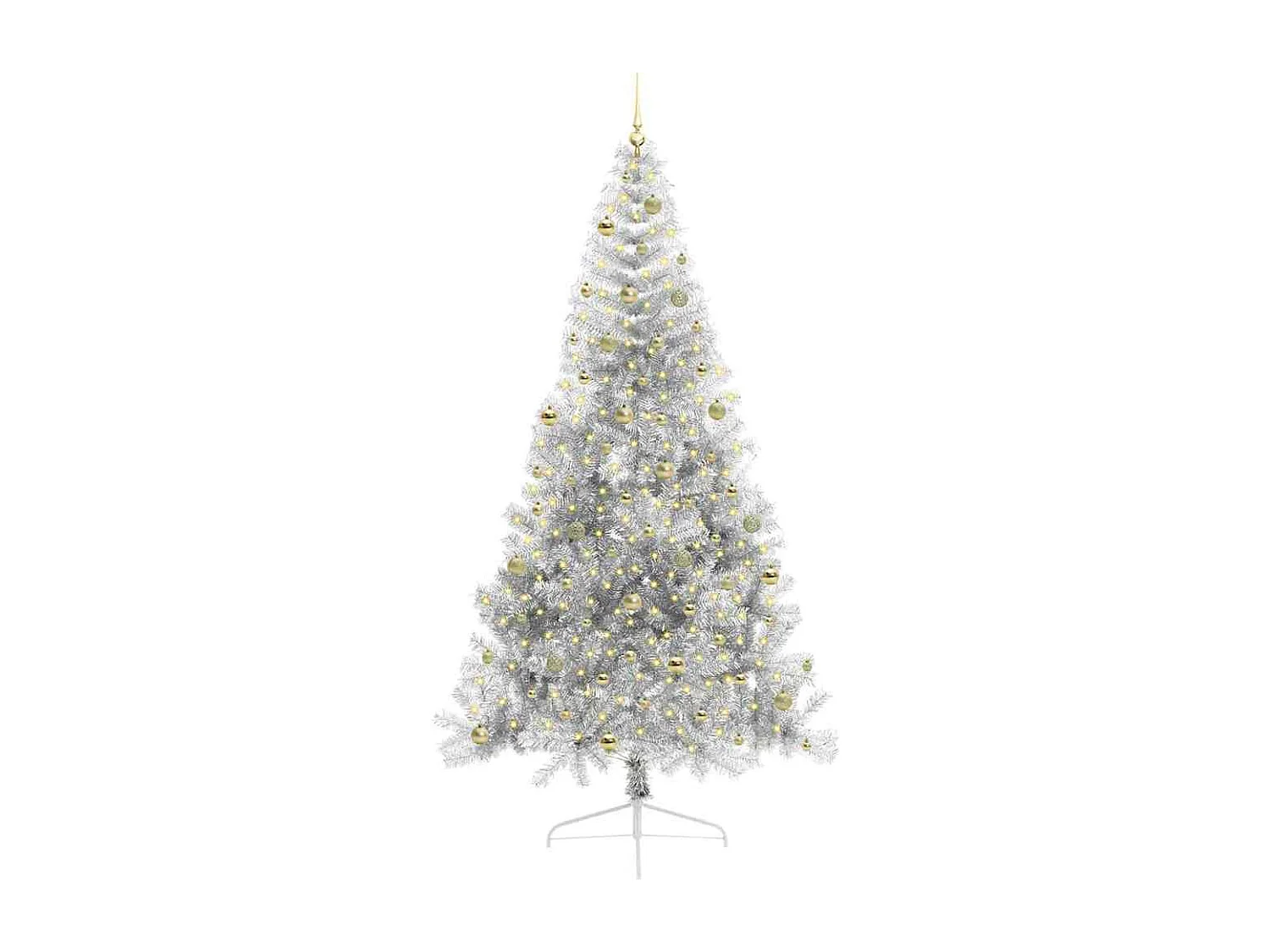 Sapin de Noël artificiel pré-éclairé Argent 240 cm PET