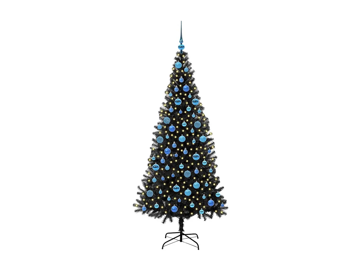 Sapin de Noël avec 300 LED avec support Noir 180 cm PVC