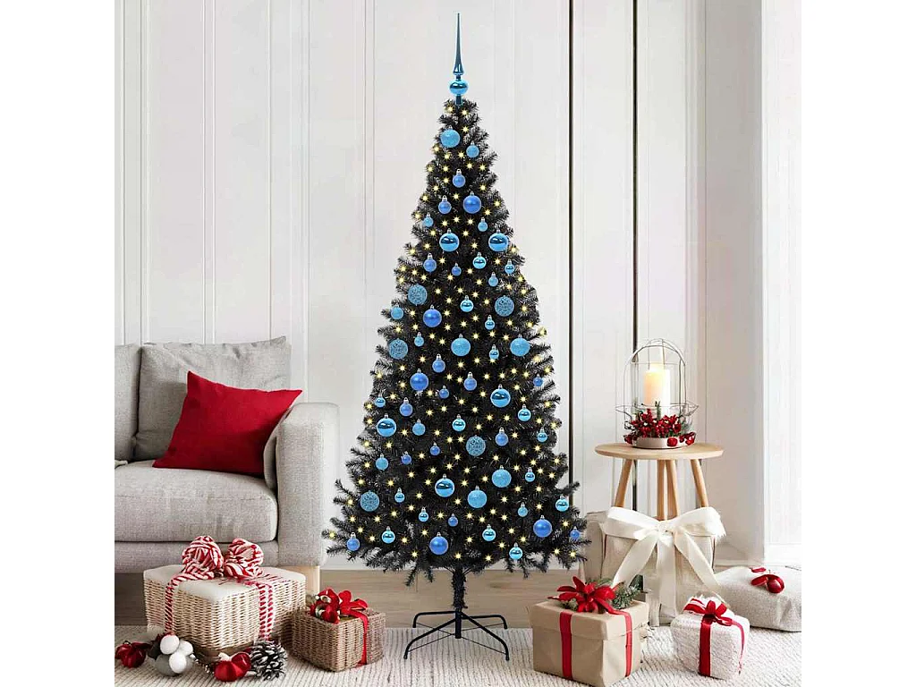 Kerstboom met 300 LED's met standaard Zwart 180 cm PVC