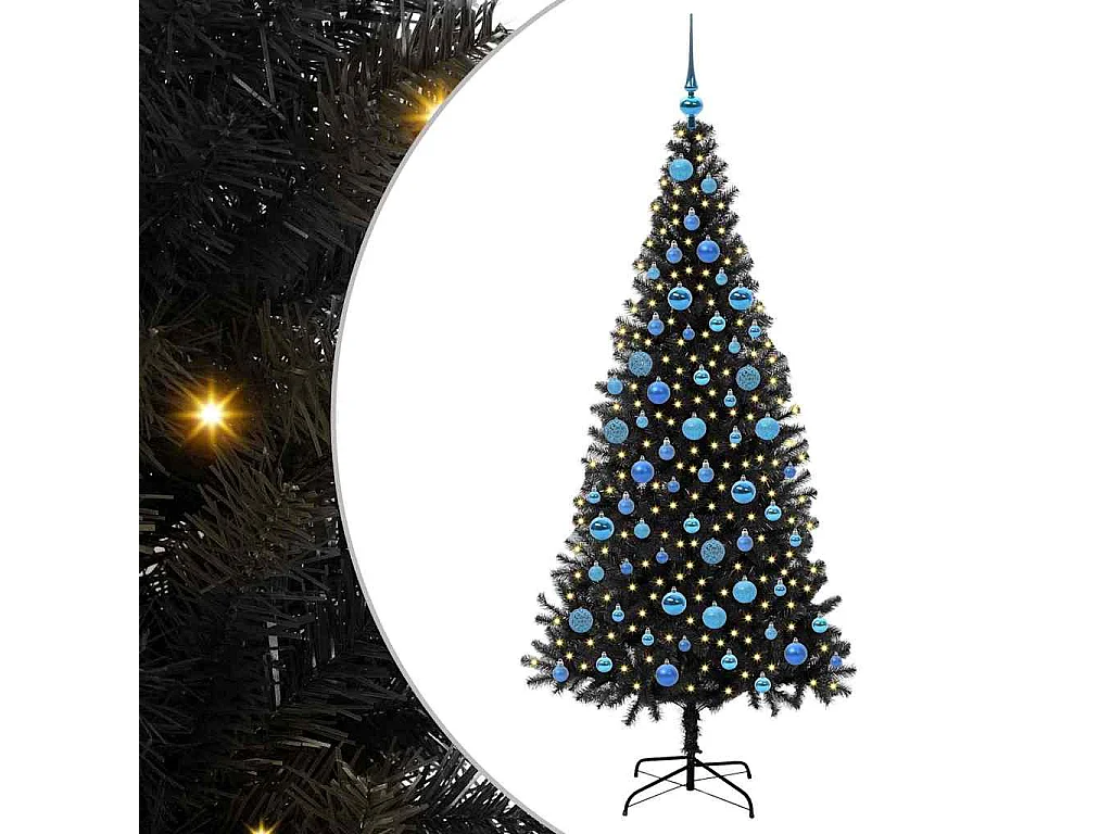 Kerstboom met 300 LED's met standaard Zwart 180 cm PVC