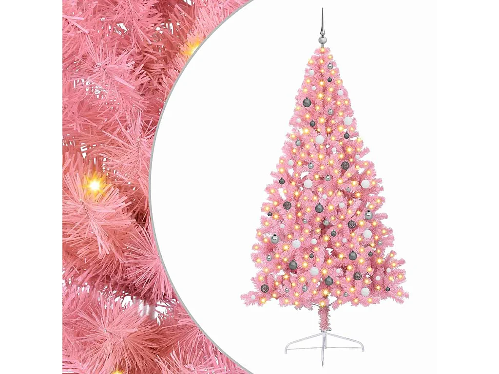 Sapin de Noël artificiel pré-éclairé Rose 240 cm PVC