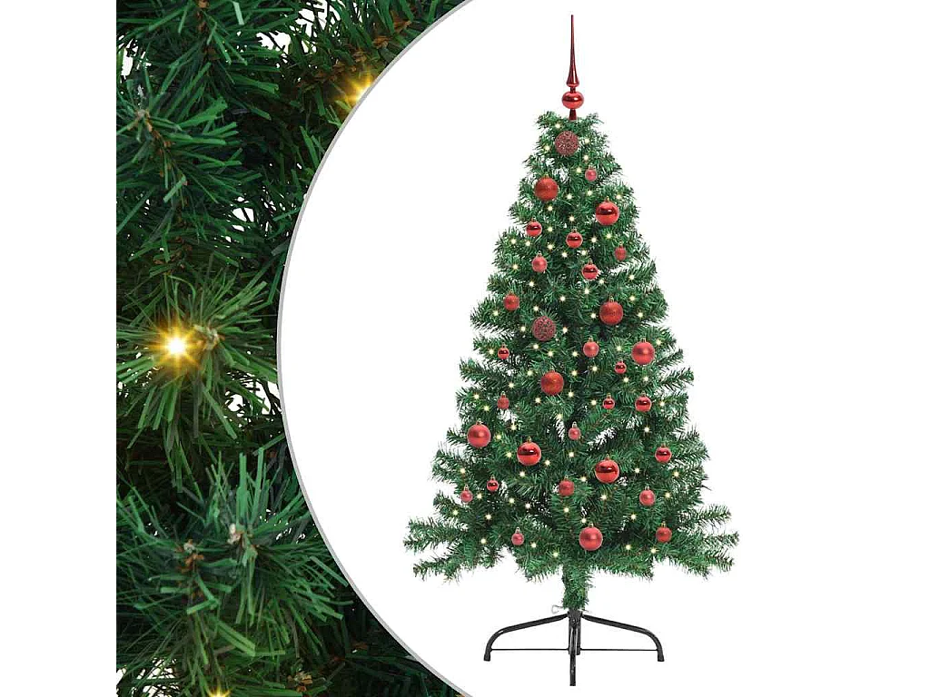 Albero di Natale artificiale preilluminato verde 150 cm in PVC