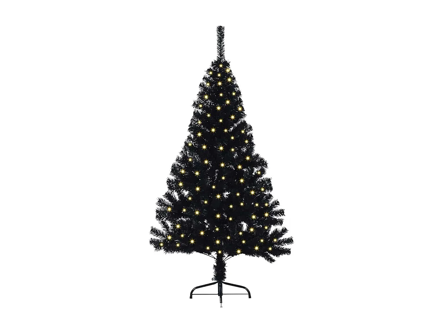 Künstlicher Weihnachtsbaum mit Beleuchtung, Schwarz, 150 cm, PVC