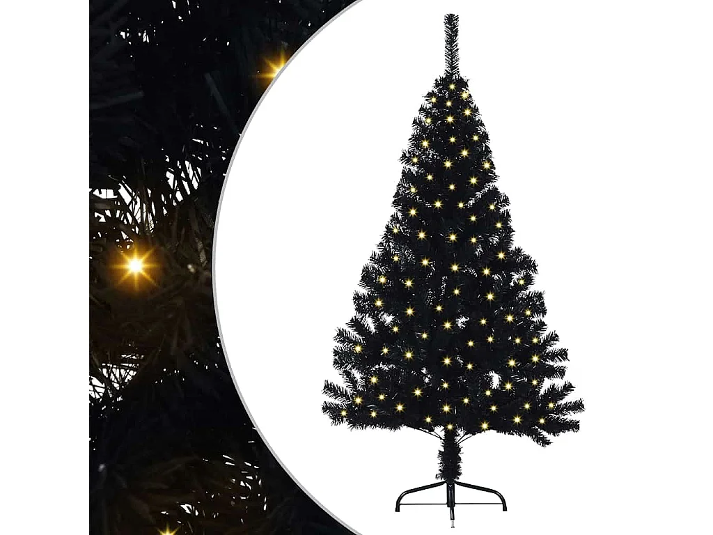 Albero di Natale artificiale preilluminato nero 150 cm in PVC