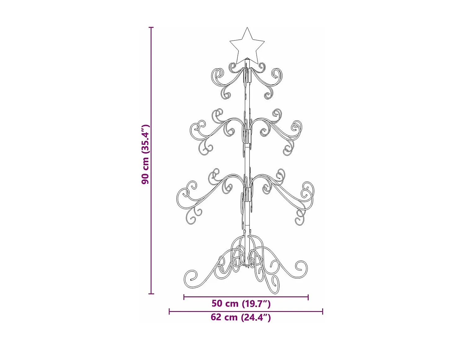 Arbre de Noël en métal Doré 90 cm Acier peint par poudre