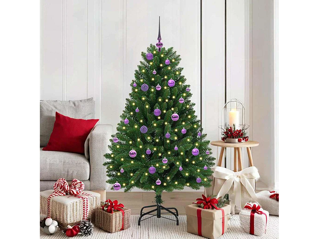 Albero di Natale artificiale con 150 LED Verde 150 cm PVC e metallo