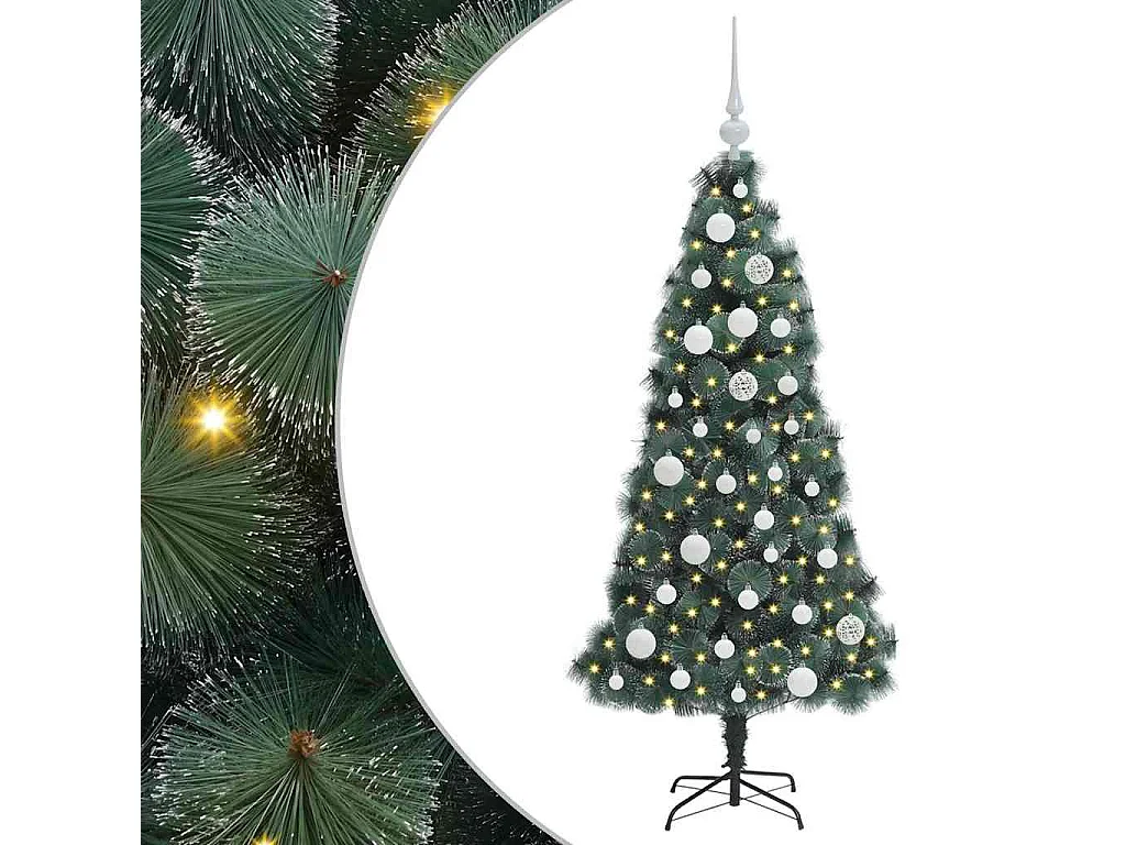 Albero di Natale artificiale preilluminato con set di palline
