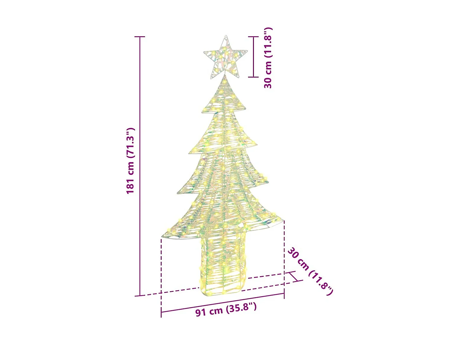 Sapin de Noël avec 240 LED Blanc chaud 180 cm PET
