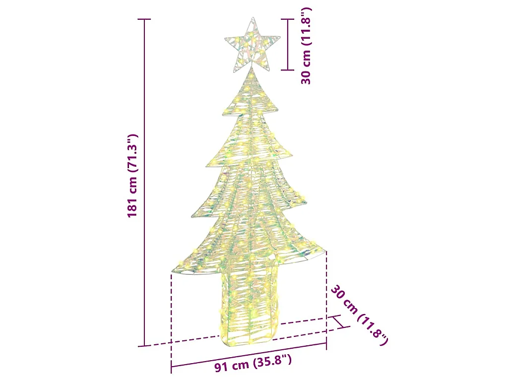 Weihnachtsbaum mit 240 LEDs Warmweiß 180 cm PET