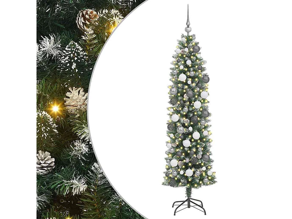 Arbre de Noël artificiel slim avec 300 LED Vert 180 cm