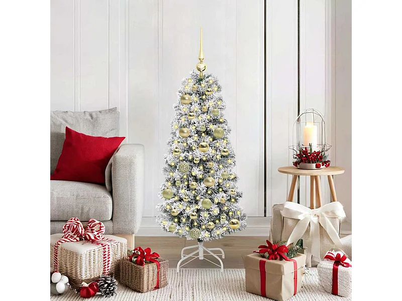 SHATCHI Bushy Imperial Pine Kunstmatige Deluxe Kerstboom Scharnierende Takken Potlood Point Tips met Metalen Stand Xmas Woondecoraties, PVC, Groen, 120 cm