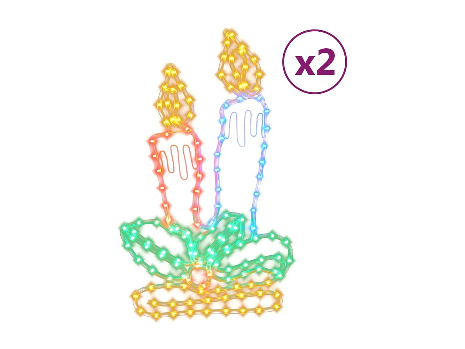 Figurines de bougies de Noël avec 144 LED 2 pcs 70x42 cm