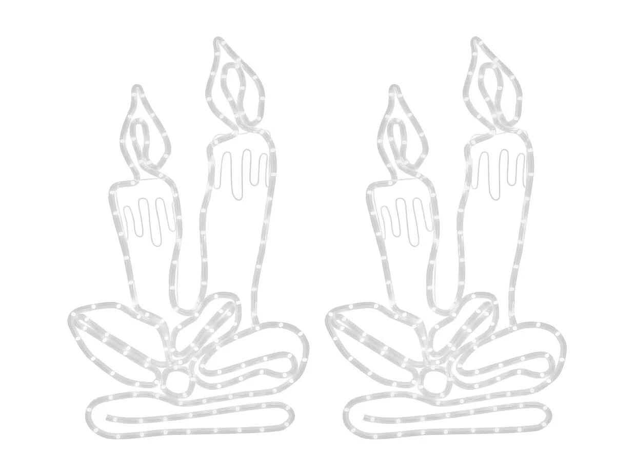 Figurines de bougies de Noël avec 144 LED 2 pcs 70x42 cm