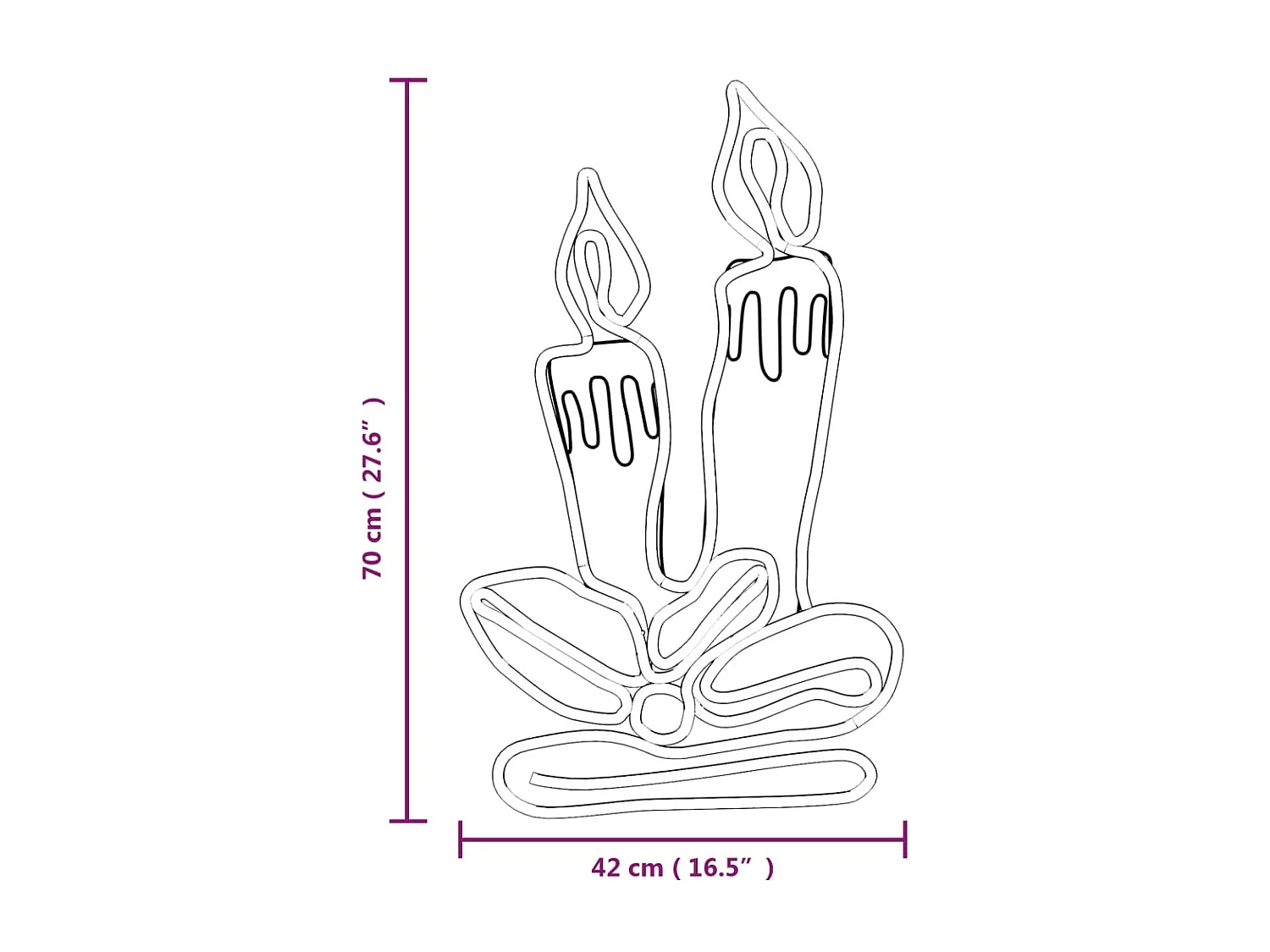 Figurines de bougies de Noël avec 144 LED 2 pcs 70x42 cm