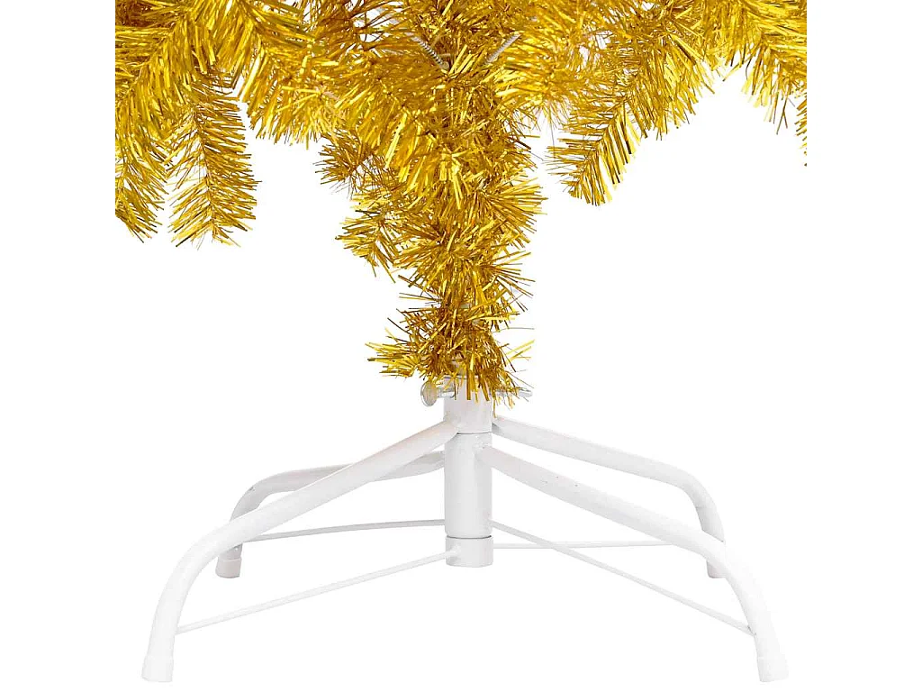 Arbre de Noël artificiel pré-éclairé et boules doré 150 cm PET