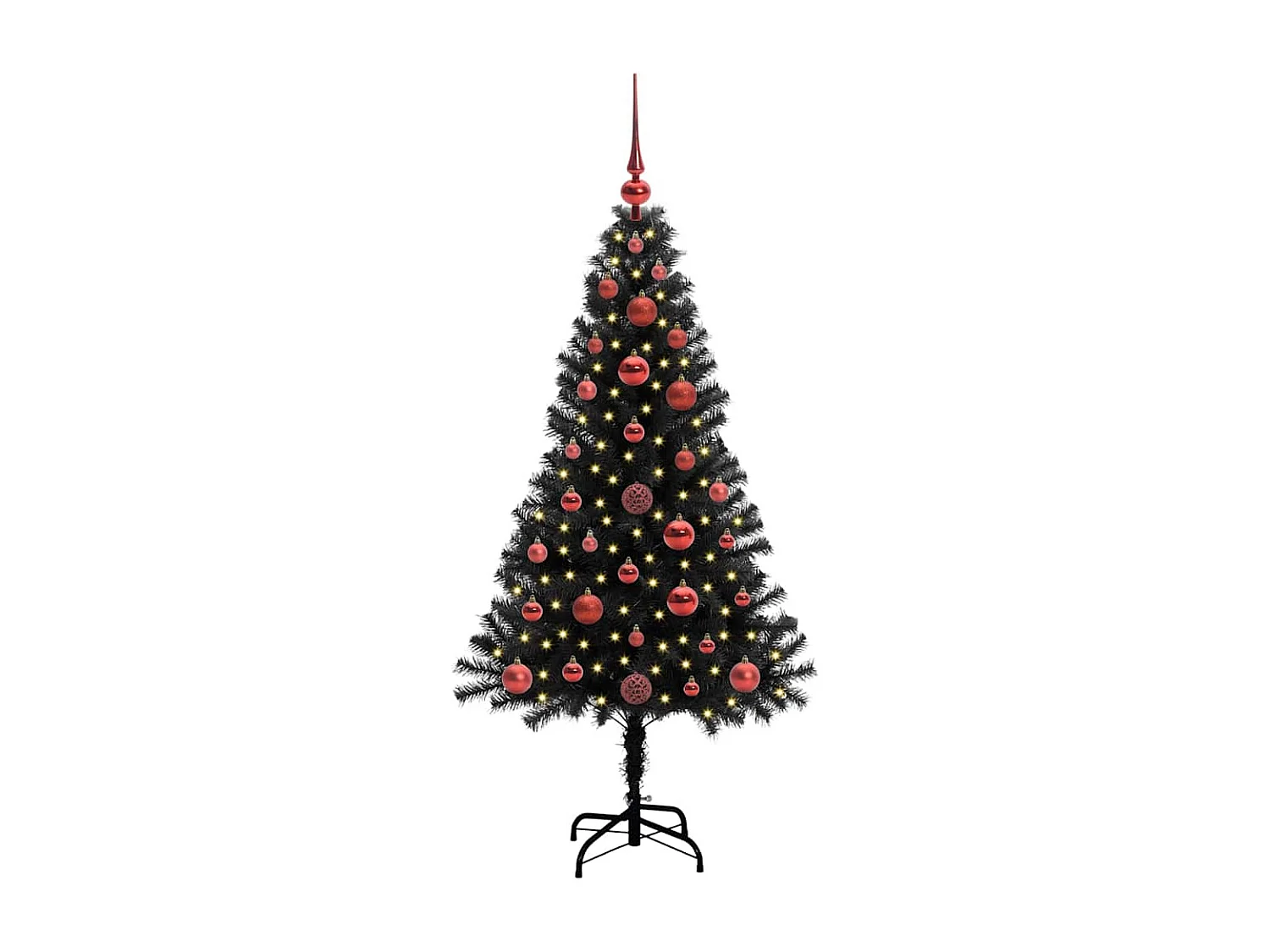 Kerstboom met 150 LED's met standaard Zwart 120 cm PVC