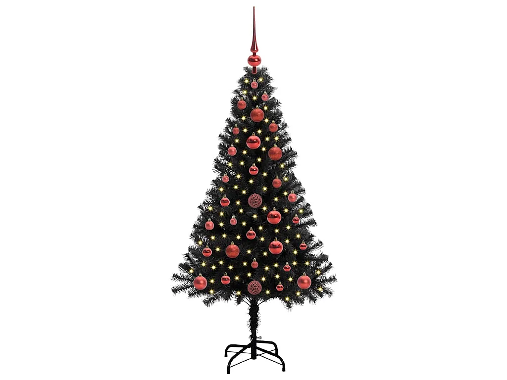 Albero di Natale con 150 LED con supporto Nero 120 cm PVC