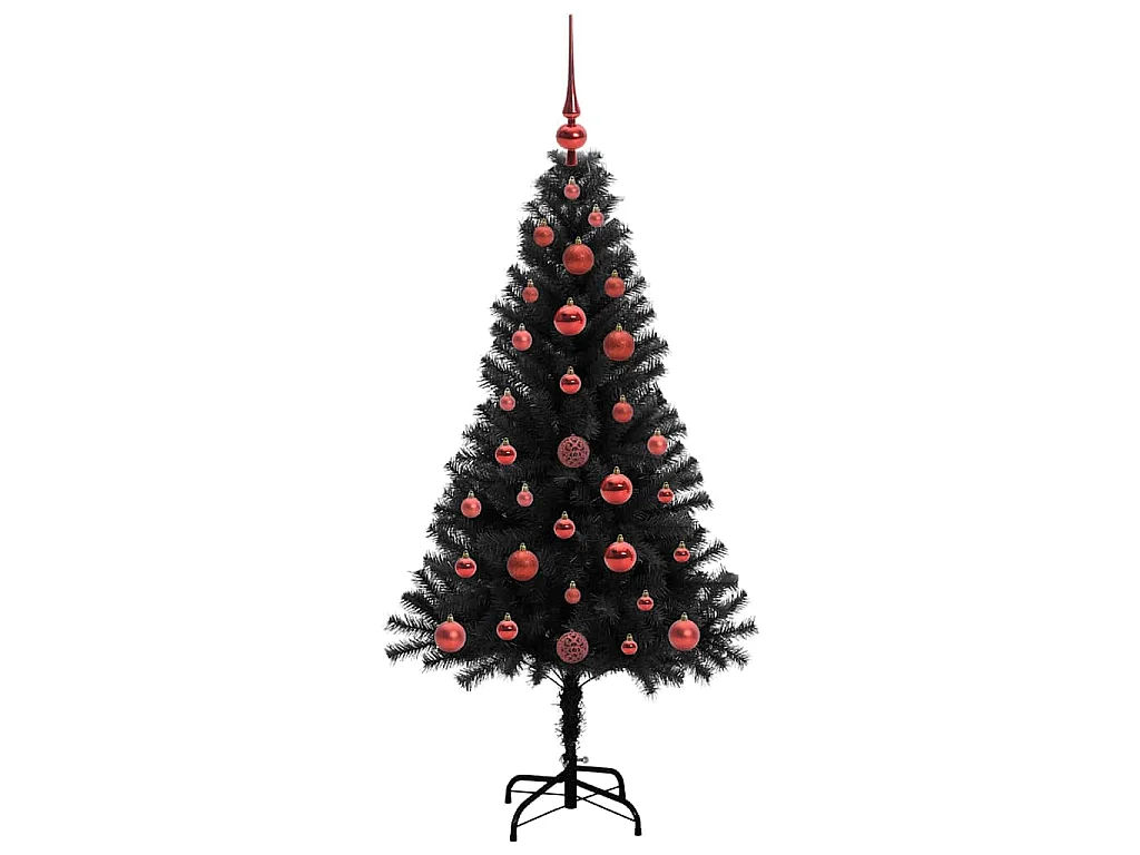 Albero di Natale con 150 LED con supporto Nero 120 cm PVC
