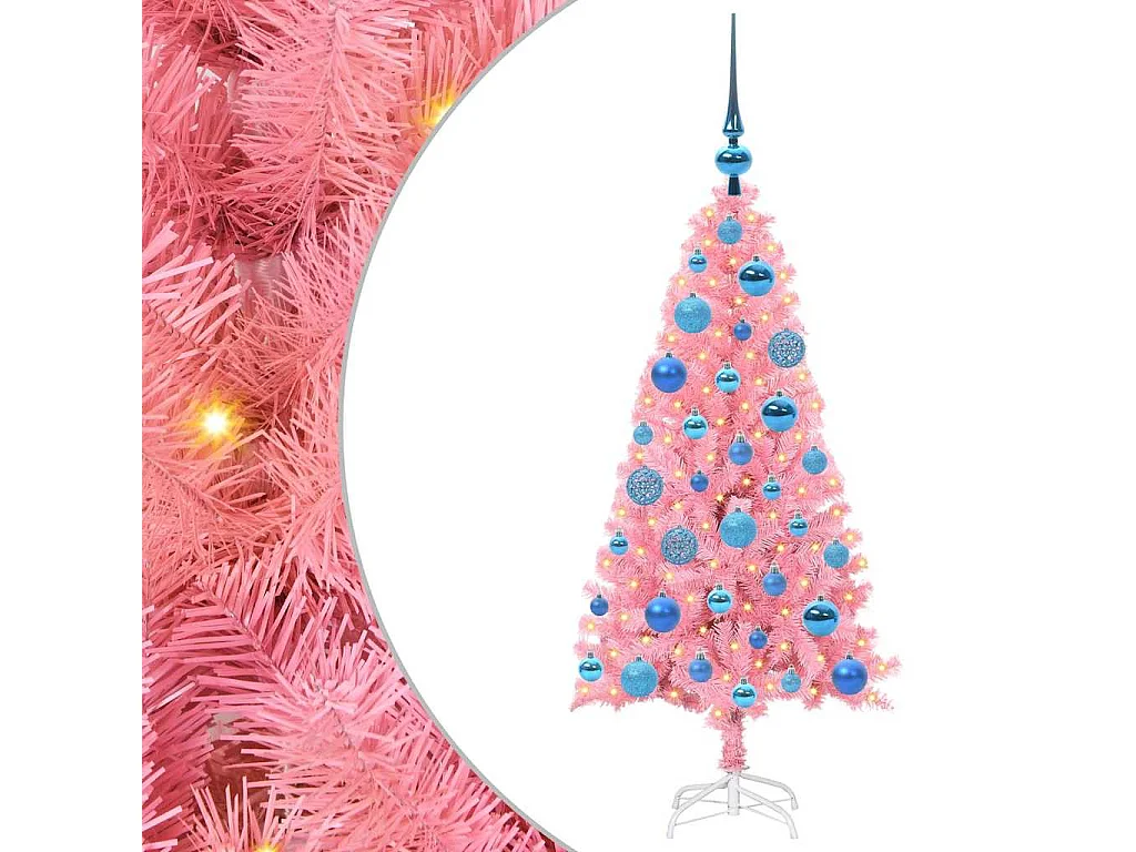 Sapin de Noël avec 150 LED avec support Rose 120 cm PVC