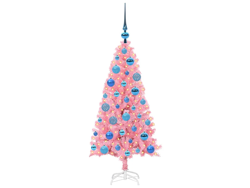 Sapin de Noël avec 150 LED avec support Rose 120 cm PVC