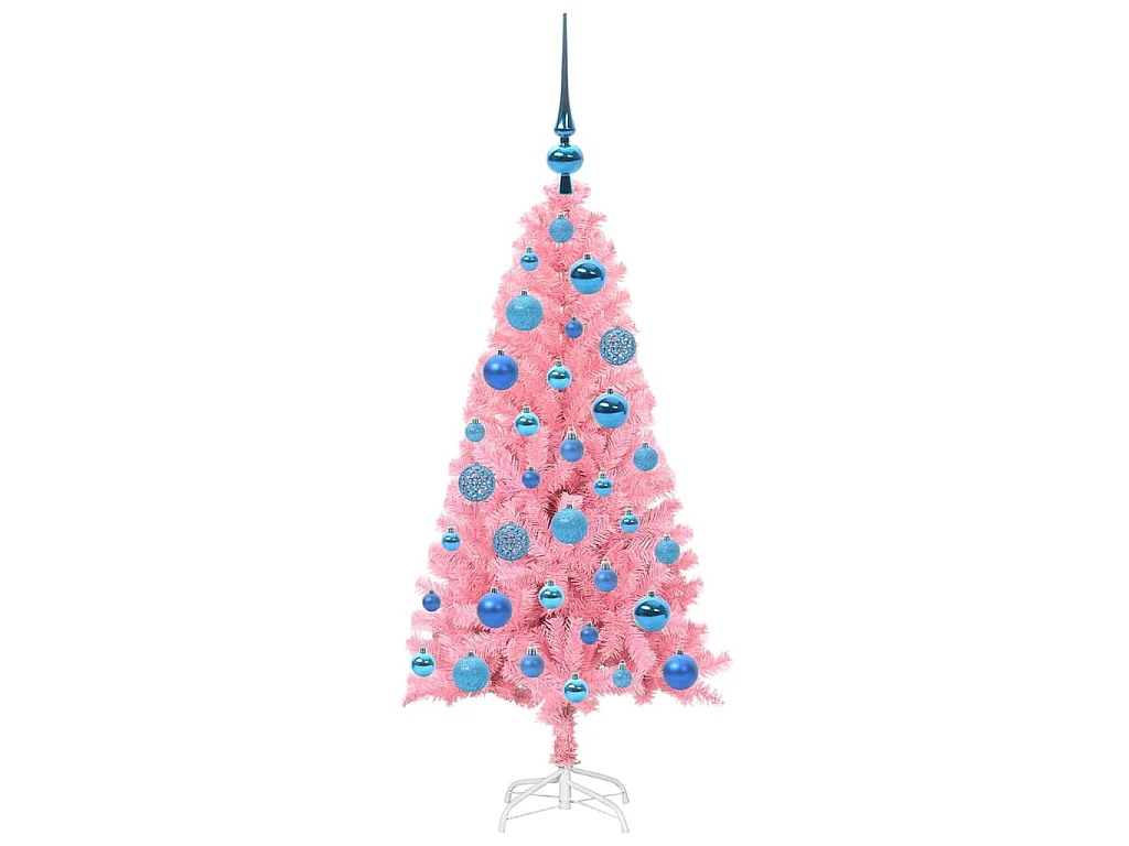 Sapin de Noël avec 150 LED avec support Rose 120 cm PVC