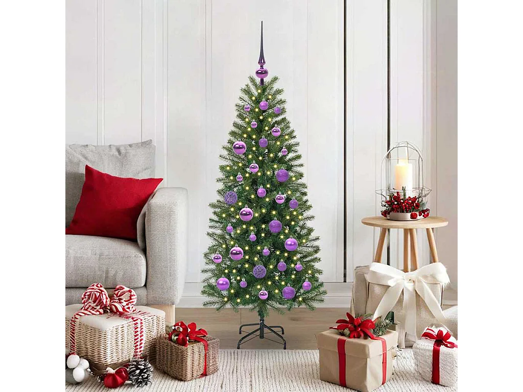 Albero di Natale artificiale con 150 LED Verde 120 cm PE e PVC