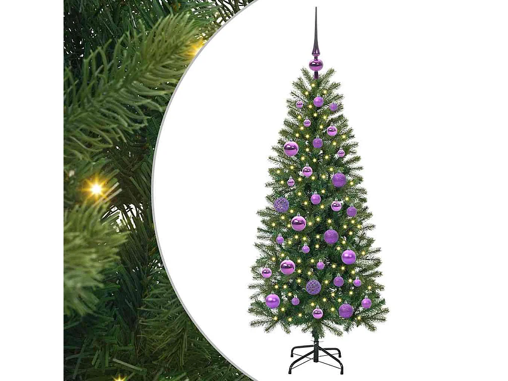 Albero di Natale artificiale con 150 LED Verde 120 cm PE e PVC