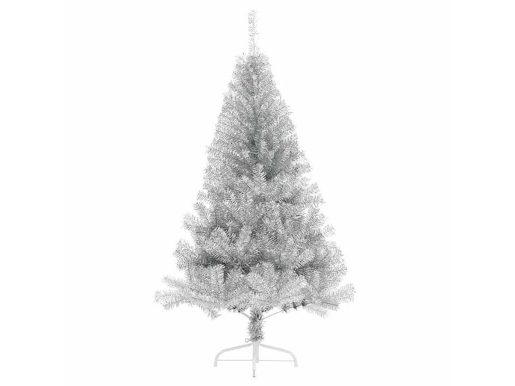 Voorverlichte kunstkerstboom zilver 120cm PET