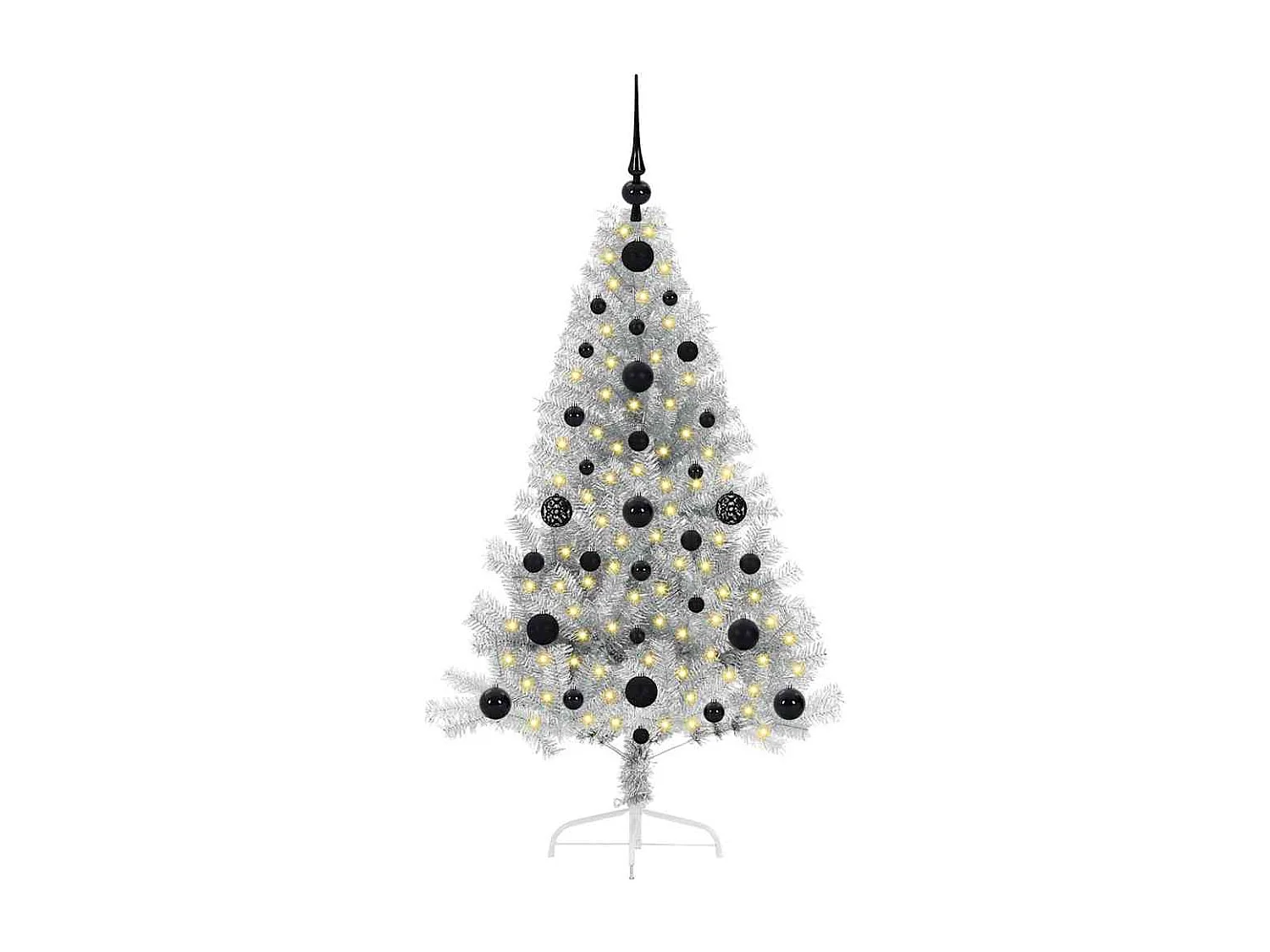 Voorverlichte kunstkerstboom zilver 120cm PET