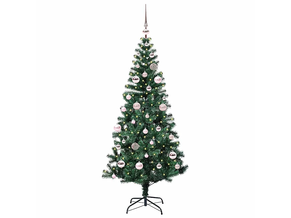 Künstlicher Weihnachtsbaum mit Beleuchtung, Grün, 150 cm, PVC und Metall