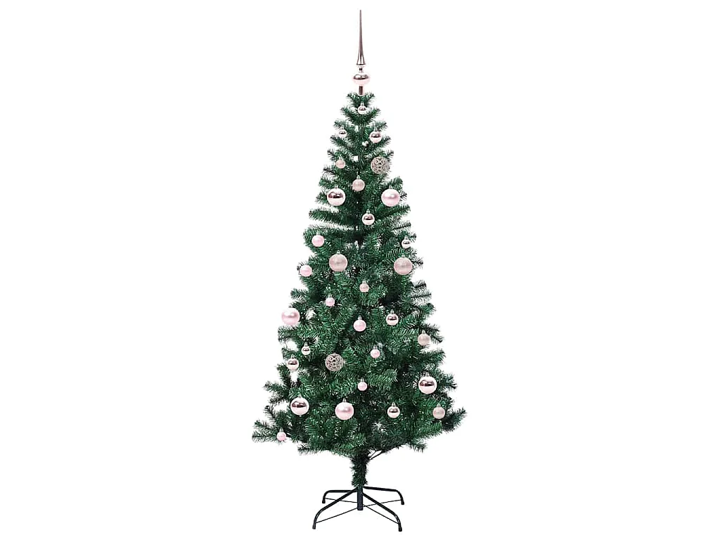 Künstlicher Weihnachtsbaum mit Beleuchtung, Grün, 150 cm, PVC und Metall